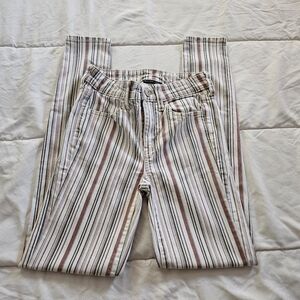 American Eagle Outfitters Cream and Brown Striped Pants